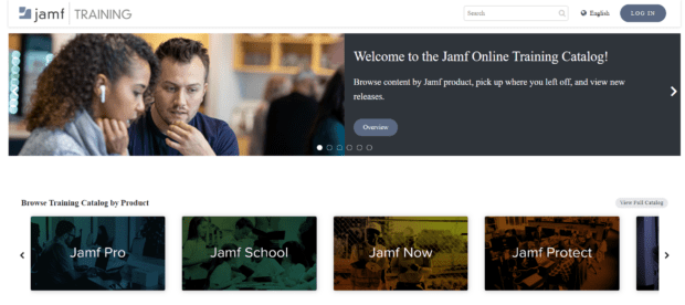 Jamf's online training catalog, powered by Skilljar 