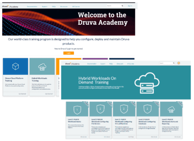 Druva Academy customer education platform powered by Skilljar 