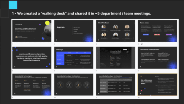 LaunchDarkly created an internal deck to gather feedback for their customer education program.