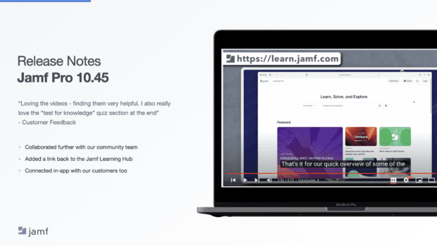 Jamf Shorts adapted for Release Notes videos featured in the Jamf Learning Hub