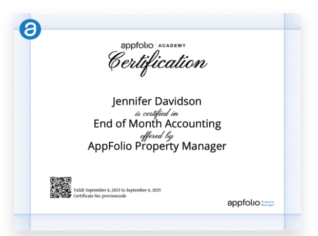AppFolio certification for Customer Education, powered by Skilljar 