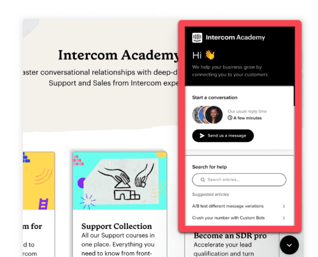 Skilljar's integration with Intercom allows for messages to help users along their journey